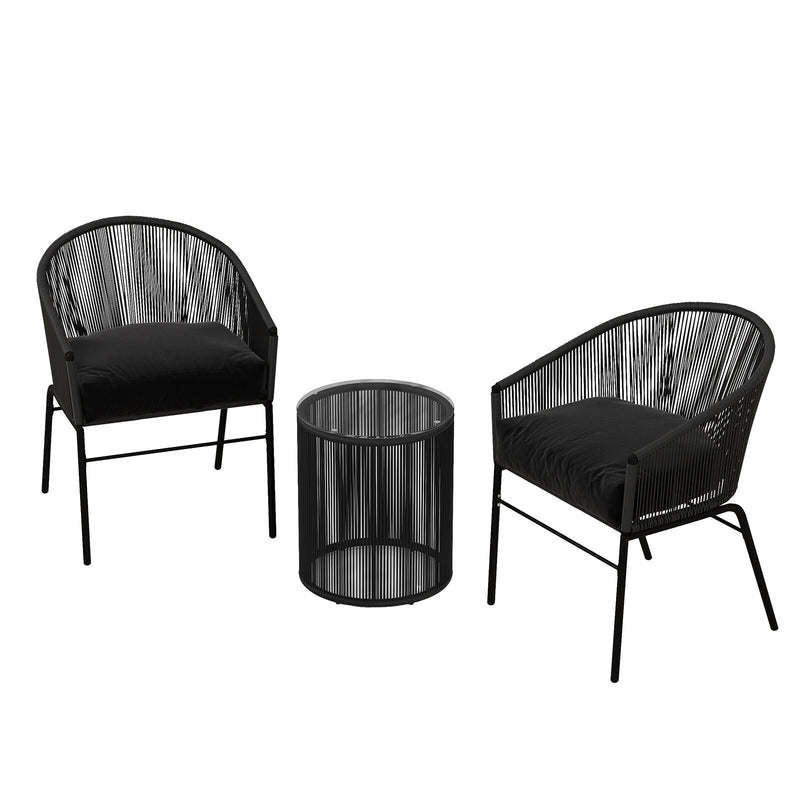 Arcadia Furniture 3 Piece Outdoor Patio Set Weather Resistant Stylish Black