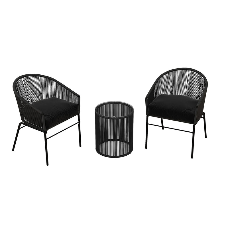 Arcadia Furniture 3 Piece Outdoor Patio Set Weather Resistant Stylish Black