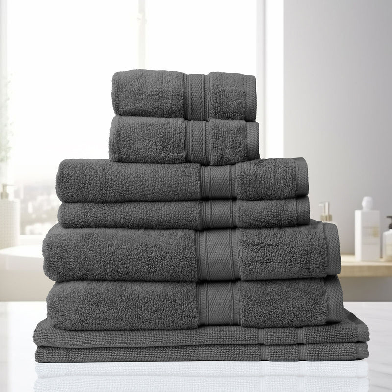 Royal Comfort Towel Set 8 Piece 100% Cotton Zero Twist Luxury Plush