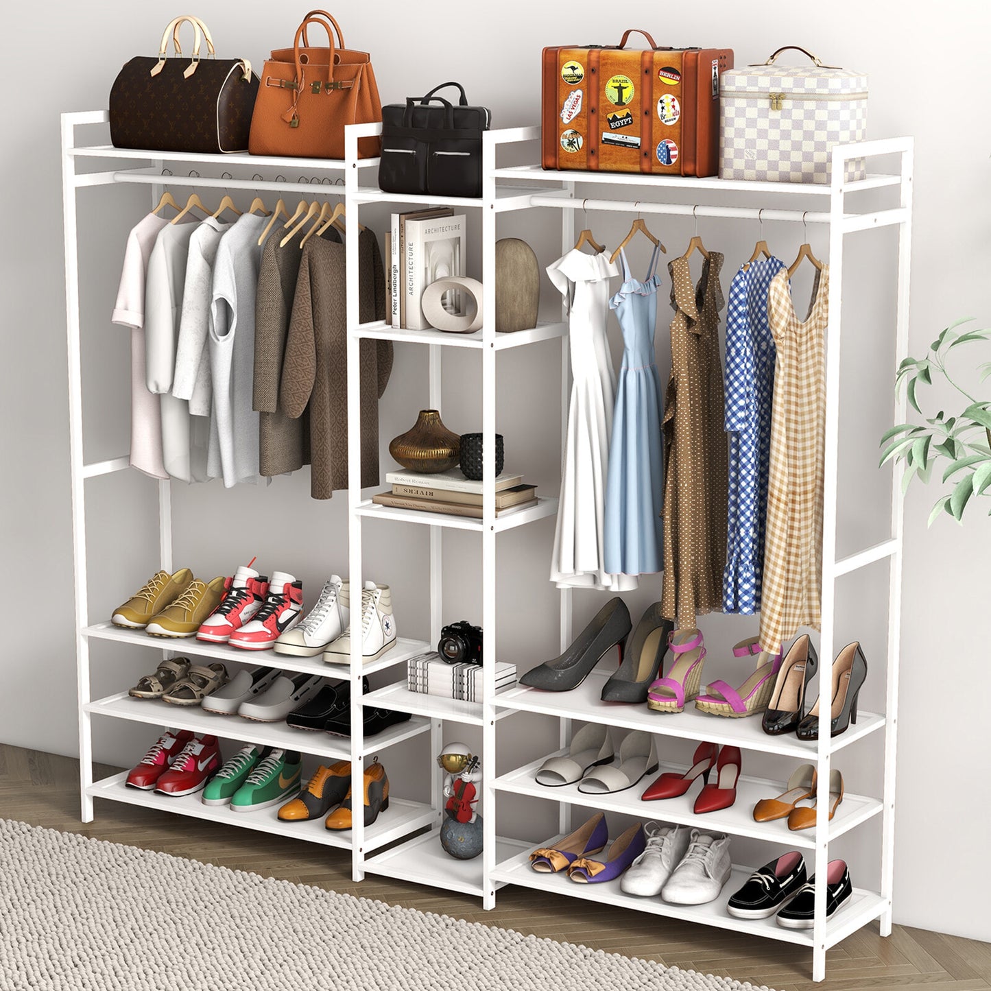 Milano Decor Multifunctional Bamboo Clothes Rack Storage Stand Organiser - Myzenhome