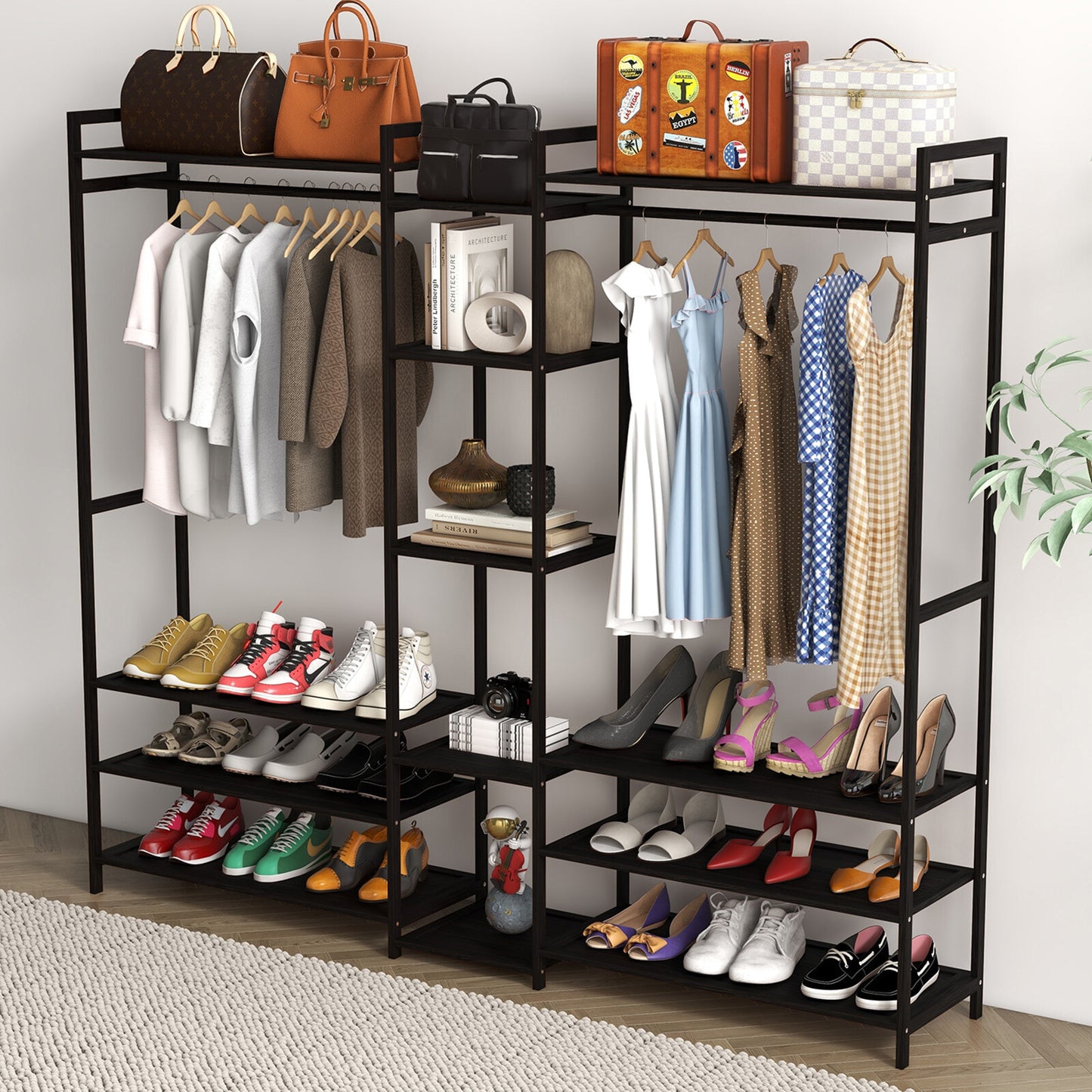 Milano Decor Multifunctional Bamboo Clothes Rack Storage Stand Organiser - Myzenhome