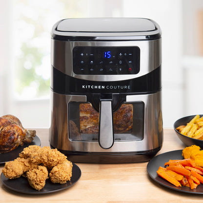 Kitchen Couture 12 Litre Clear View Digital Air Fryer Large Capacity Silver - Myzenhome