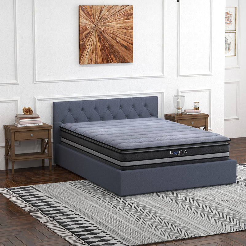 Luna-Zone Mattress Bamboo Pillowtop Breathable 5-Zone Medium Firm 32cm Charcoal