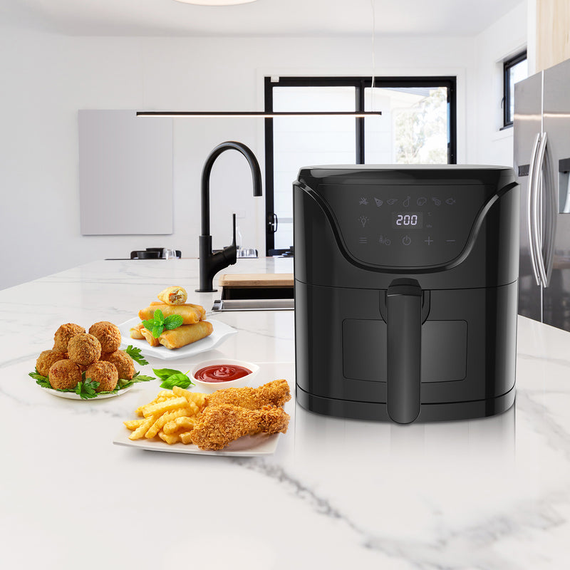 Kitchen Couture 6 Litre Air Fryer Clear View 7 Preset Functions Black