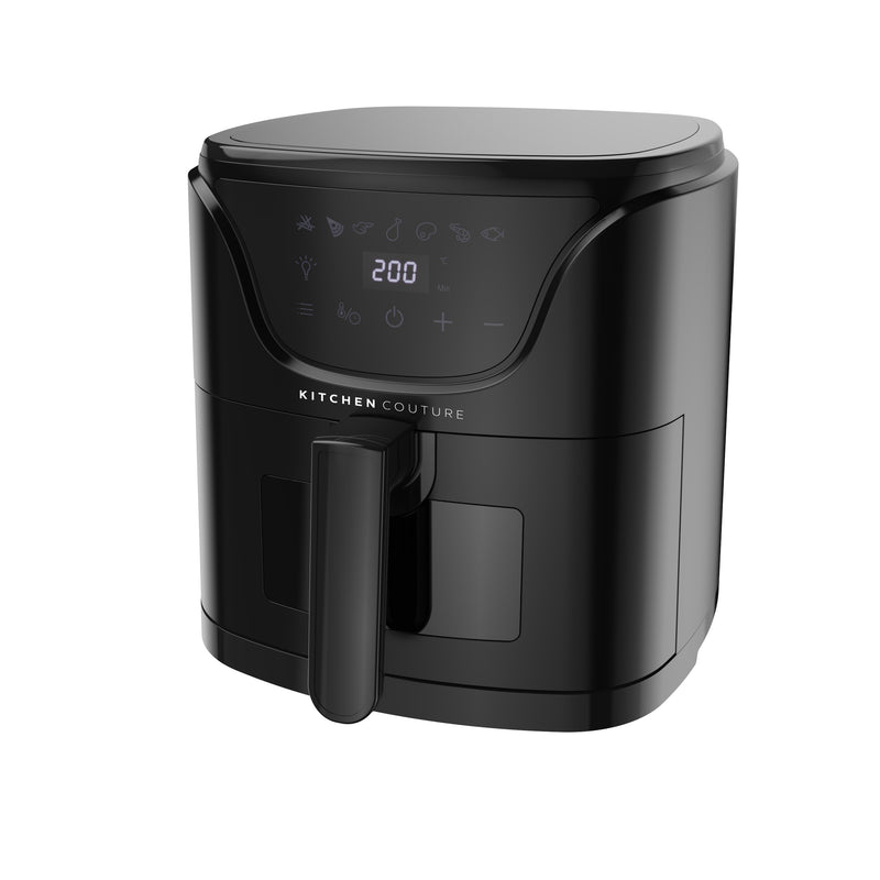 Kitchen Couture 6 Litre Air Fryer Clear View 7 Preset Functions Black