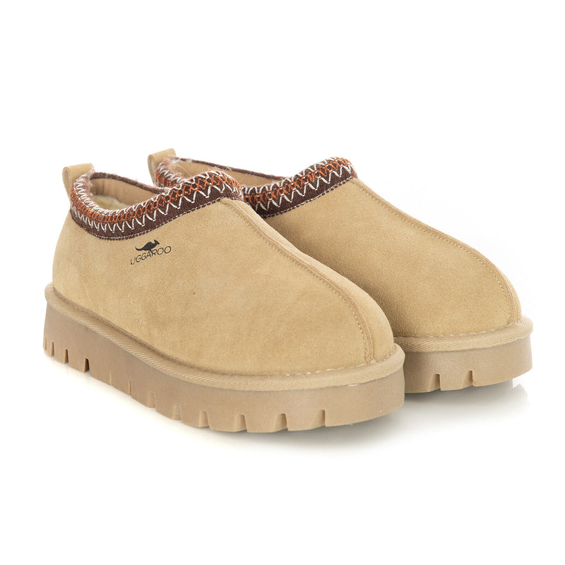 Uggaroo Lottie Ugg Slippers Womens Leather Upper Wool Lining Breathable