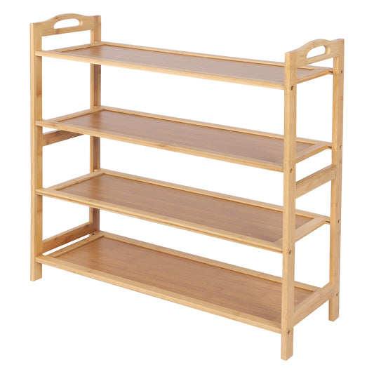 Casa Decor 4-Tier Bamboo Shoe Rack, Durable, Space Saving, Stylish Storage - Oak - Myzenhome