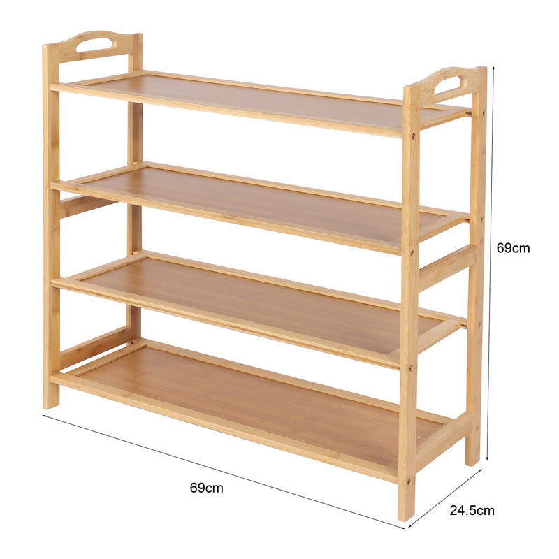 Casa Decor 4-Tier Bamboo Shoe Rack, Durable, Space Saving, Stylish Storage - Oak - Myzenhome