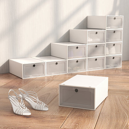 Casa Decor 12-Piece Stackable Transparent Shoe Organiser Set - White - Myzenhome