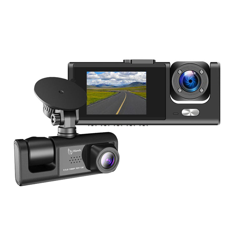 I-Hawk Defender Dual Dash Camera Full HD 1080p G-Sensor Loop Recording Black