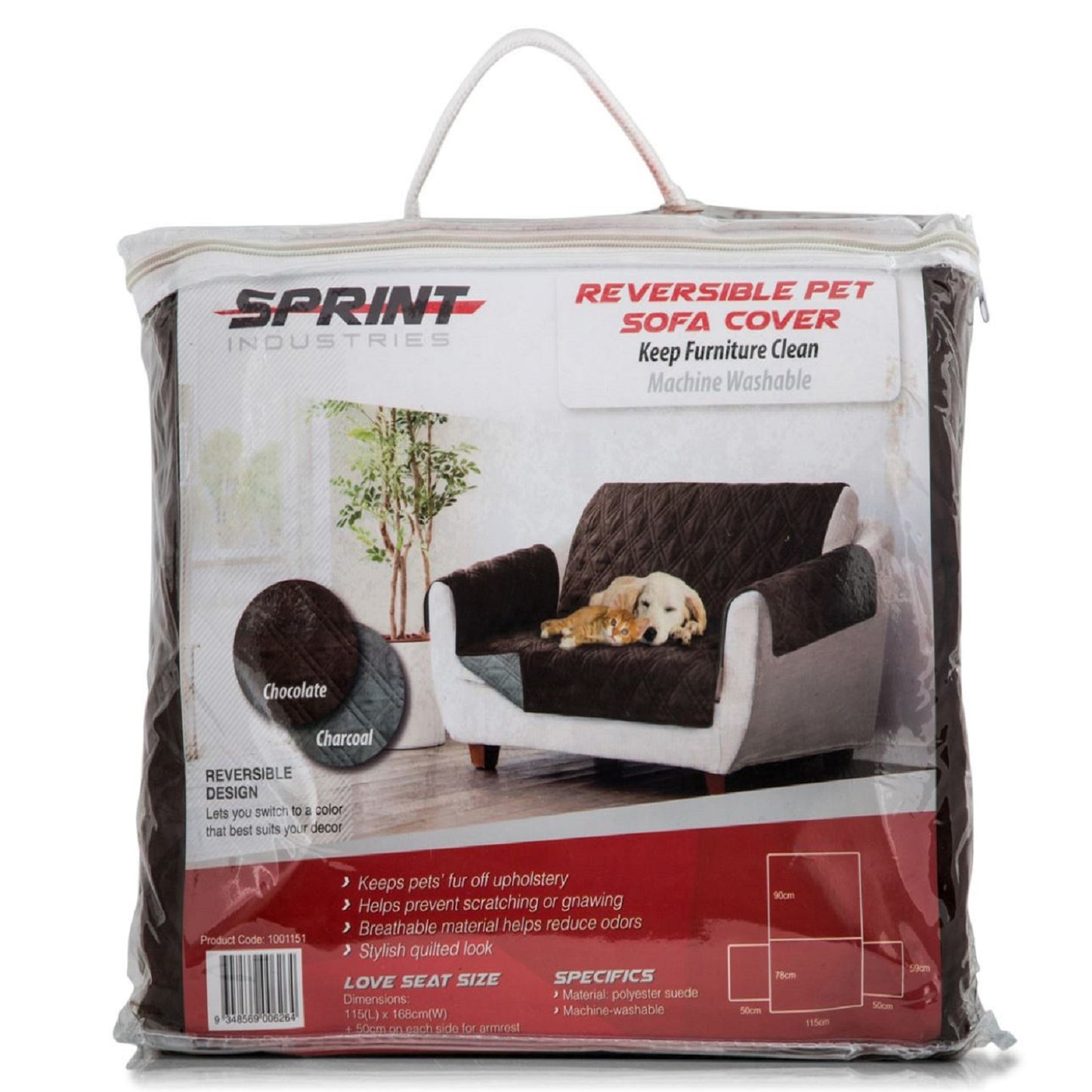 Sprint Industries Reversible Slipover Pet Couch Sofa Cover Protector Armchair - Myzenhome