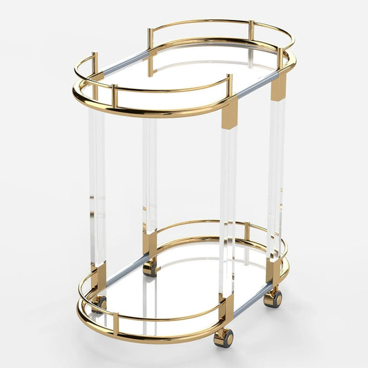 2 Tier Oval Acrylic Bar Cart Myzenhome