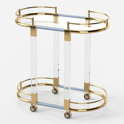 2 Tier Oval Acrylic Bar Cart Myzenhome