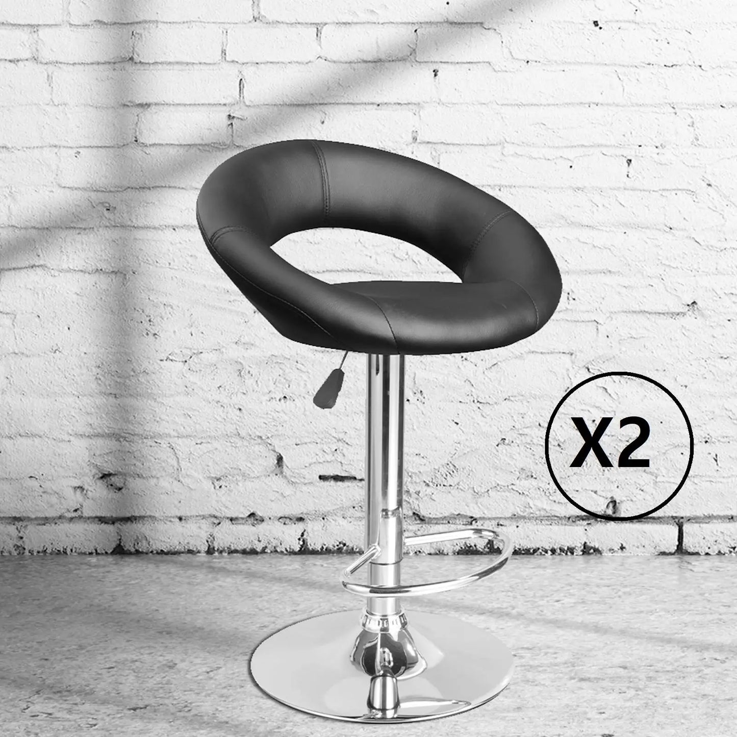 2 x Milano Decor Delilah Adjustable Barstools Circular Arc Swivel Chrome - Myzenhome