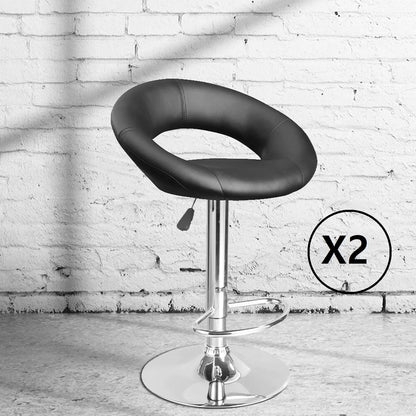 2 x Milano Decor Delilah Adjustable Barstools Circular Arc Swivel Chrome - Myzenhome