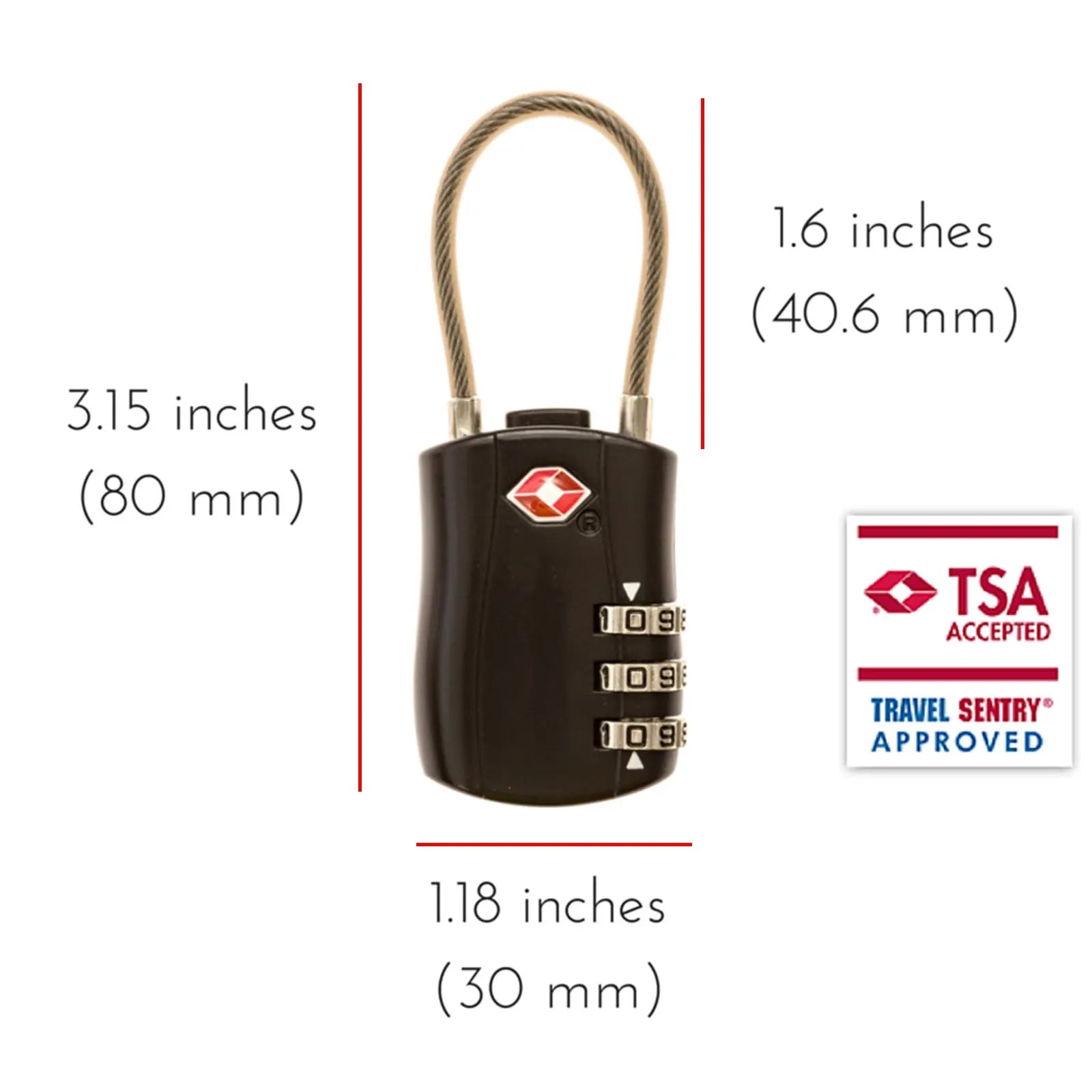 2 x TSA Approved 3 Digit Combination Locks Cable Luggage Suitcase Security Locks - Myzenhome