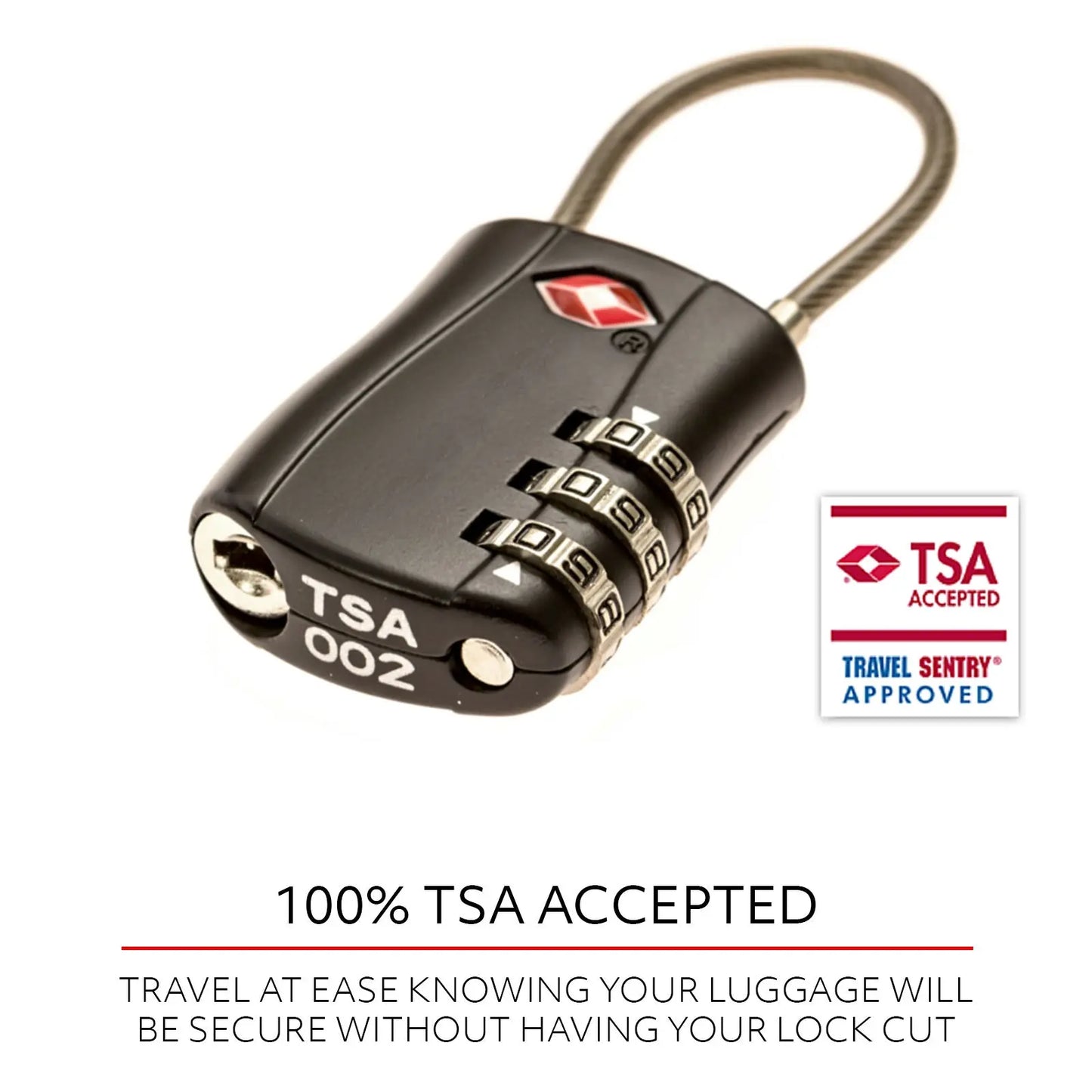 2 x TSA Approved 3 Digit Combination Locks Cable Luggage Suitcase Security Locks - Myzenhome