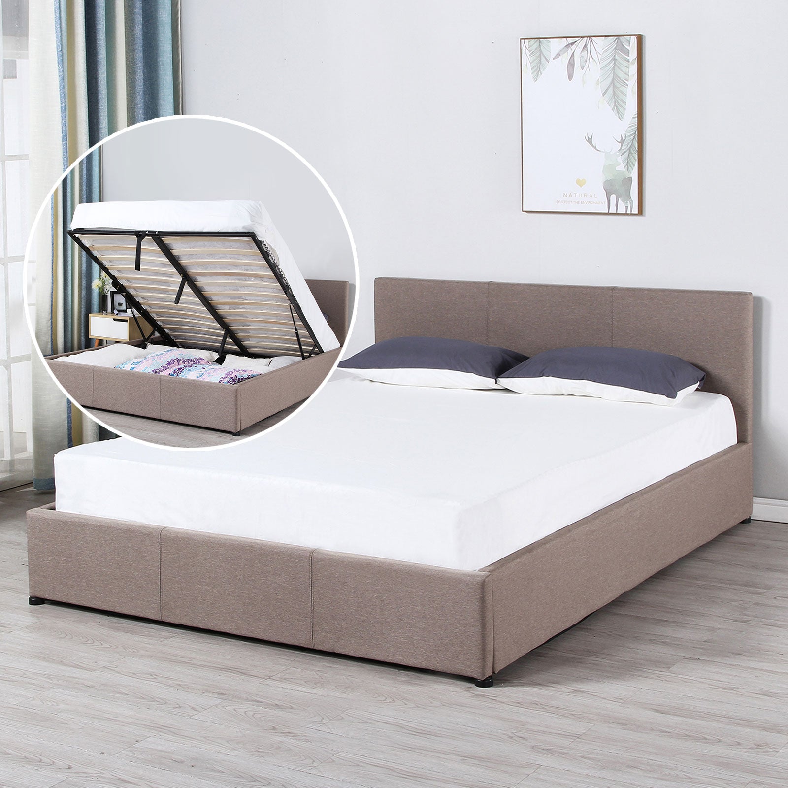 Milano Luxury Gas Lift Bed Frame And Headboard - Myzenhome