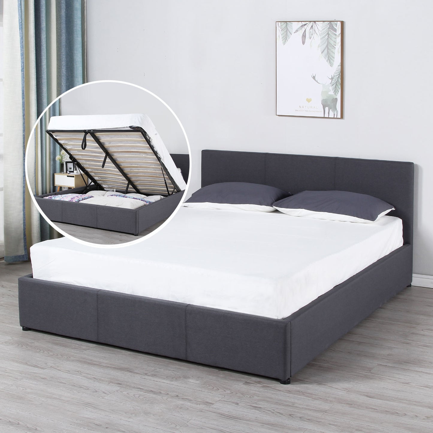 Milano Luxury Gas Lift Bed Frame And Headboard - Myzenhome