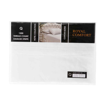 Royal Comfort 1200TC Sheet Set Damask Cotton Blend Ultra Soft Sateen Bedding - Myzenhome