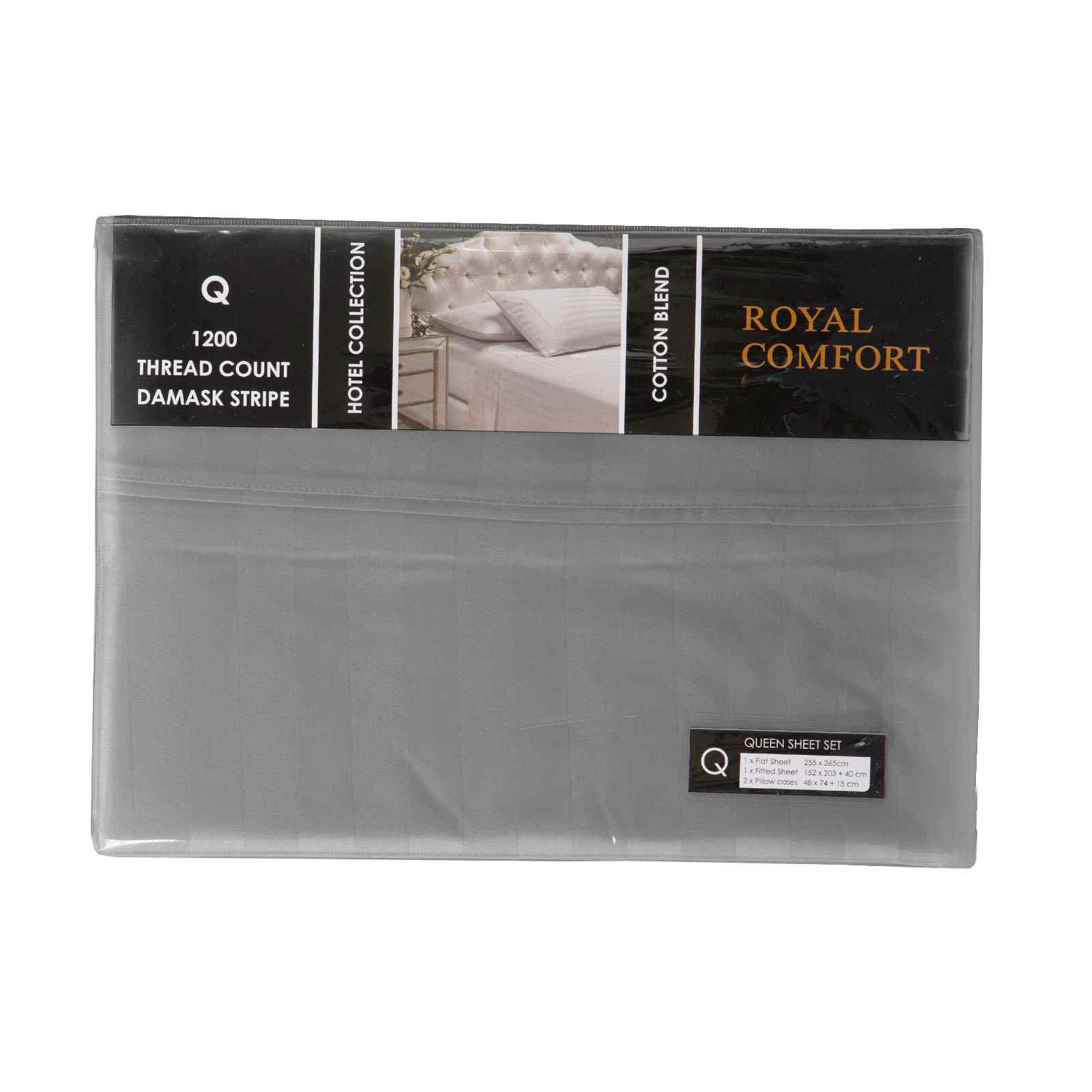 Royal Comfort 1200TC Sheet Set Damask Cotton Blend Ultra Soft Sateen Bedding - Myzenhome