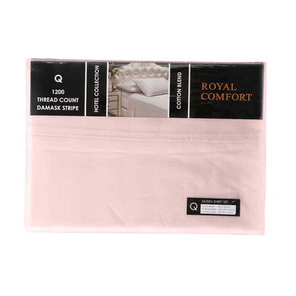 Royal Comfort 1200TC Sheet Set Damask Cotton Blend Ultra Soft Sateen Bedding - Myzenhome