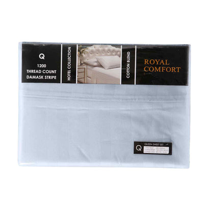 Royal Comfort 1200TC Sheet Set Damask Cotton Blend Ultra Soft Sateen Bedding - Myzenhome