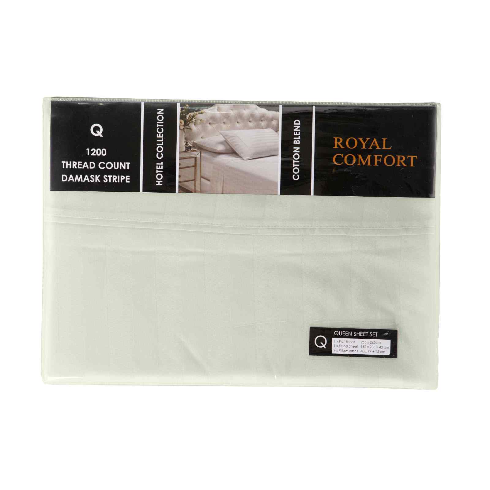 Royal Comfort 1200TC Sheet Set Damask Cotton Blend Ultra Soft Sateen Bedding - Myzenhome