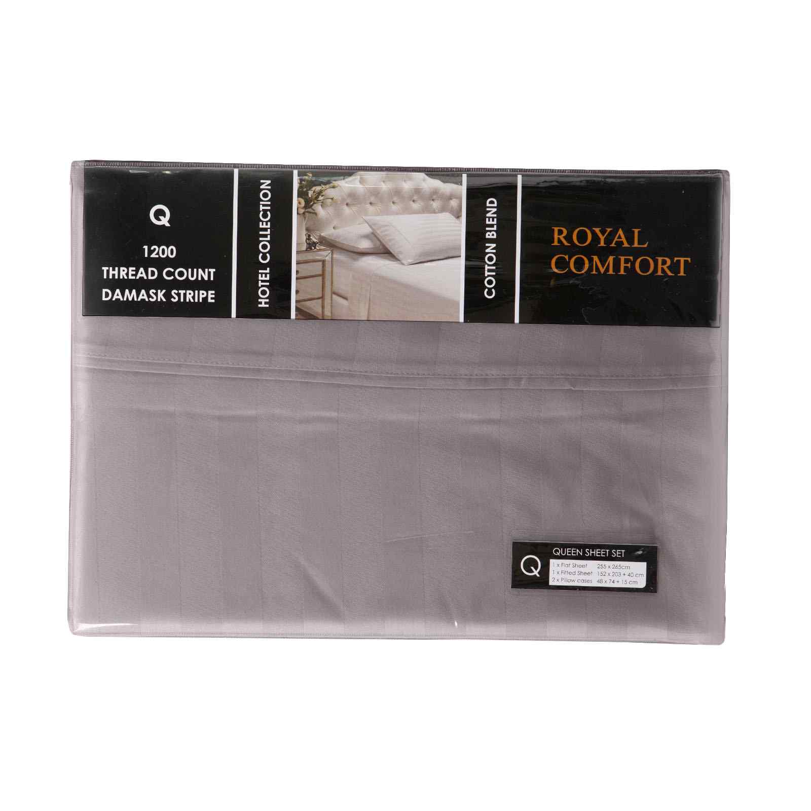 Royal Comfort 1200TC Sheet Set Damask Cotton Blend Ultra Soft Sateen Bedding - Myzenhome