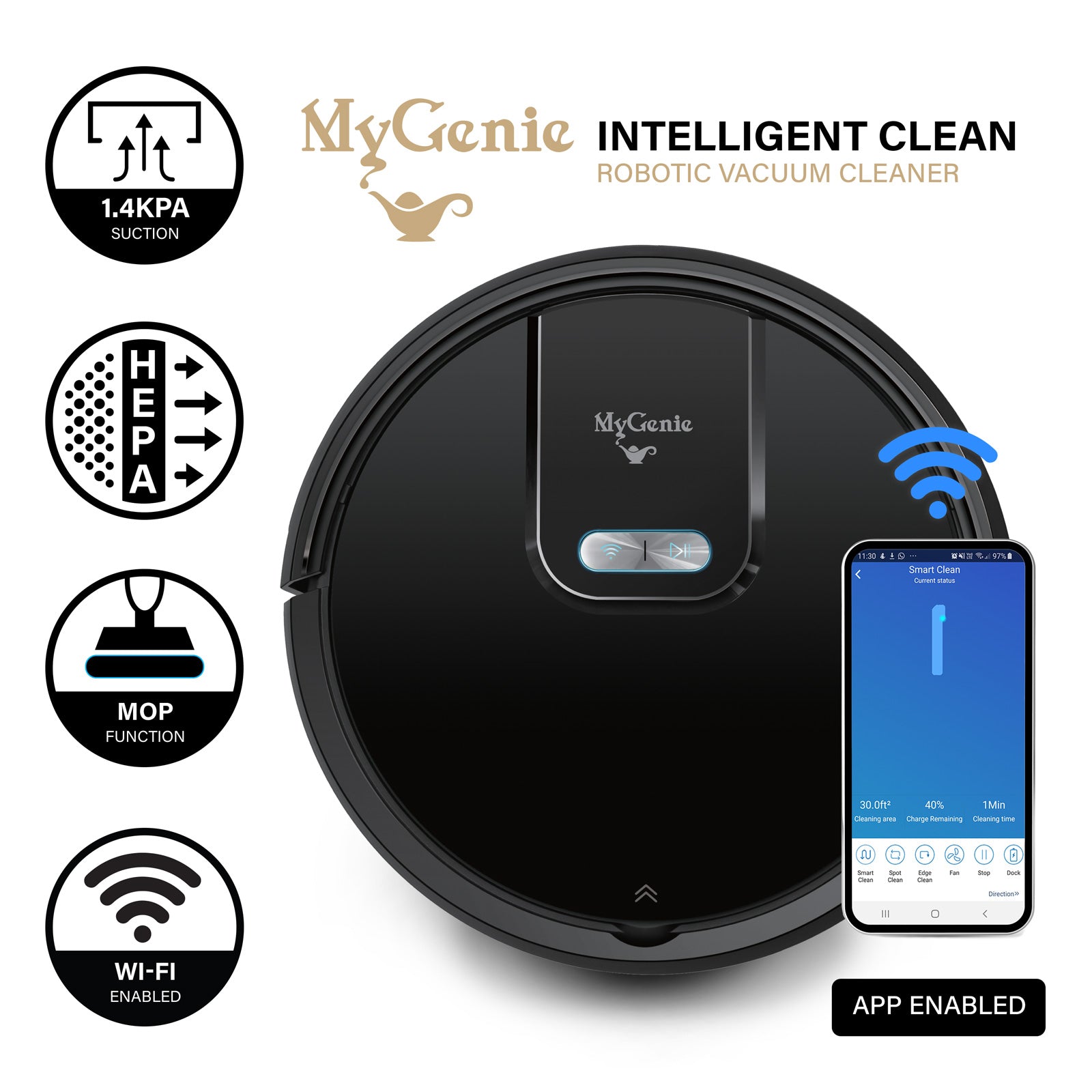 MyGenie WI-FI GMAX Robotic Vacuum Cleaner Mop App Control Dry & Wet Auto Robot - Myzenhome