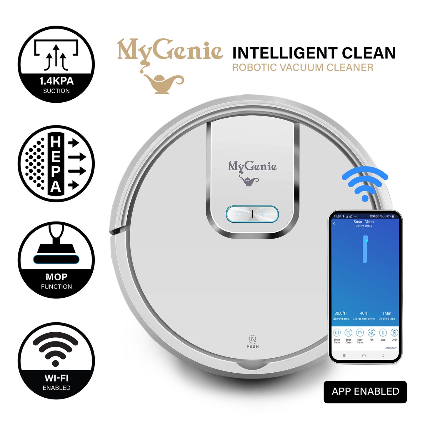 MyGenie WI-FI GMAX Robotic Vacuum Cleaner Mop App Control Dry & Wet Auto Robot - Myzenhome