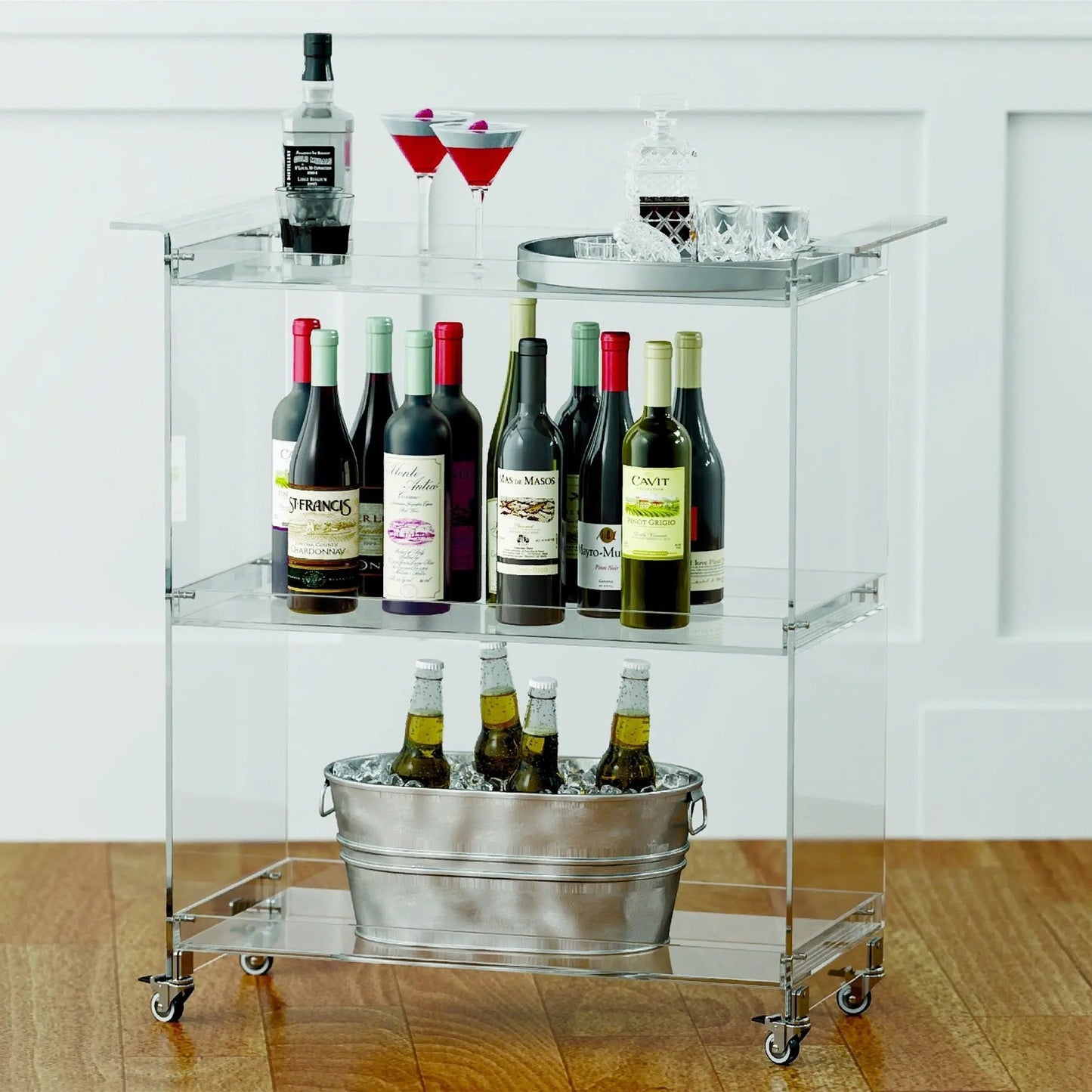 3 Tier ACRYLIC BAR CART Myzenhome