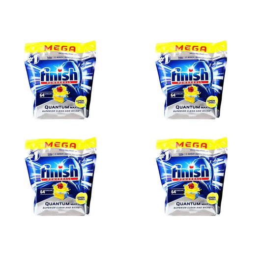 4 x 64 Packs Finish Powerball Quantum Dishwashing Tablets Lemon (256 Tablets) - Myzenhome