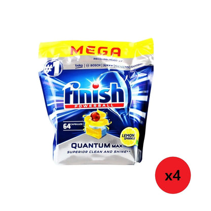 4 x 64 Packs Finish Powerball Quantum Dishwashing Tablets Lemon (256 Tablets) - Myzenhome