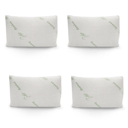 4 x Memory Foam Pillow Bamboos Covered Ultra Soft Hypoallergenic - Myzenhome