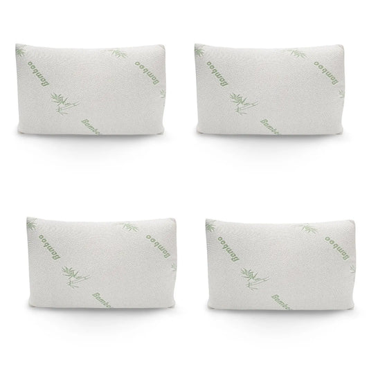 4 x Memory Foam Pillow Bamboos Covered Ultra Soft Hypoallergenic - Myzenhome