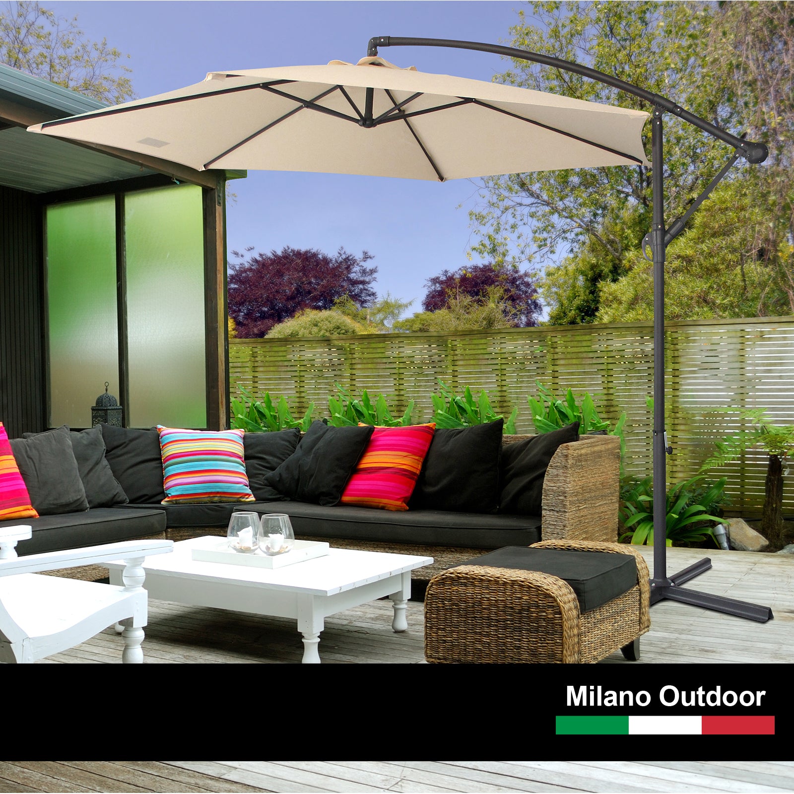 Milano 3M Outdoor Umbrella Cantilever With Protective Cover Patio Garden Shade - Myzenhome