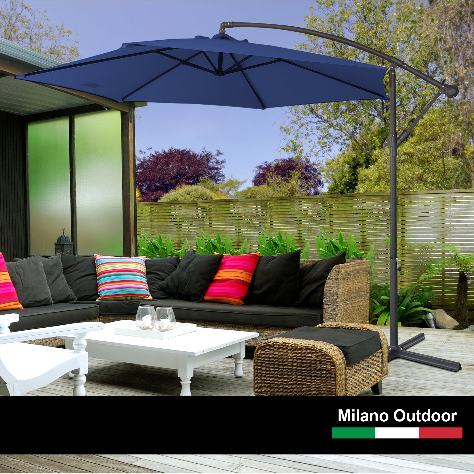 Milano 3M Outdoor Umbrella Cantilever With Protective Cover Patio Garden Shade - Myzenhome