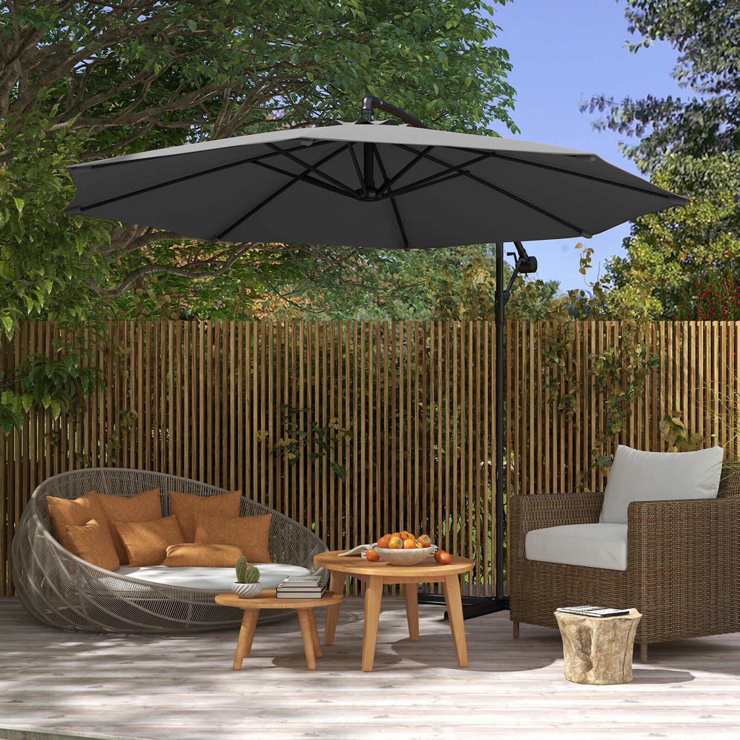 Milano 3M Outdoor Umbrella Cantilever With Protective Cover Patio Garden Shade - Myzenhome