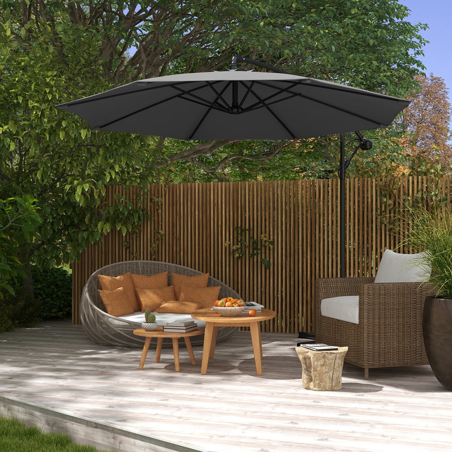 Milano 3M Outdoor Umbrella Cantilever With Protective Cover Patio Garden Shade - Myzenhome