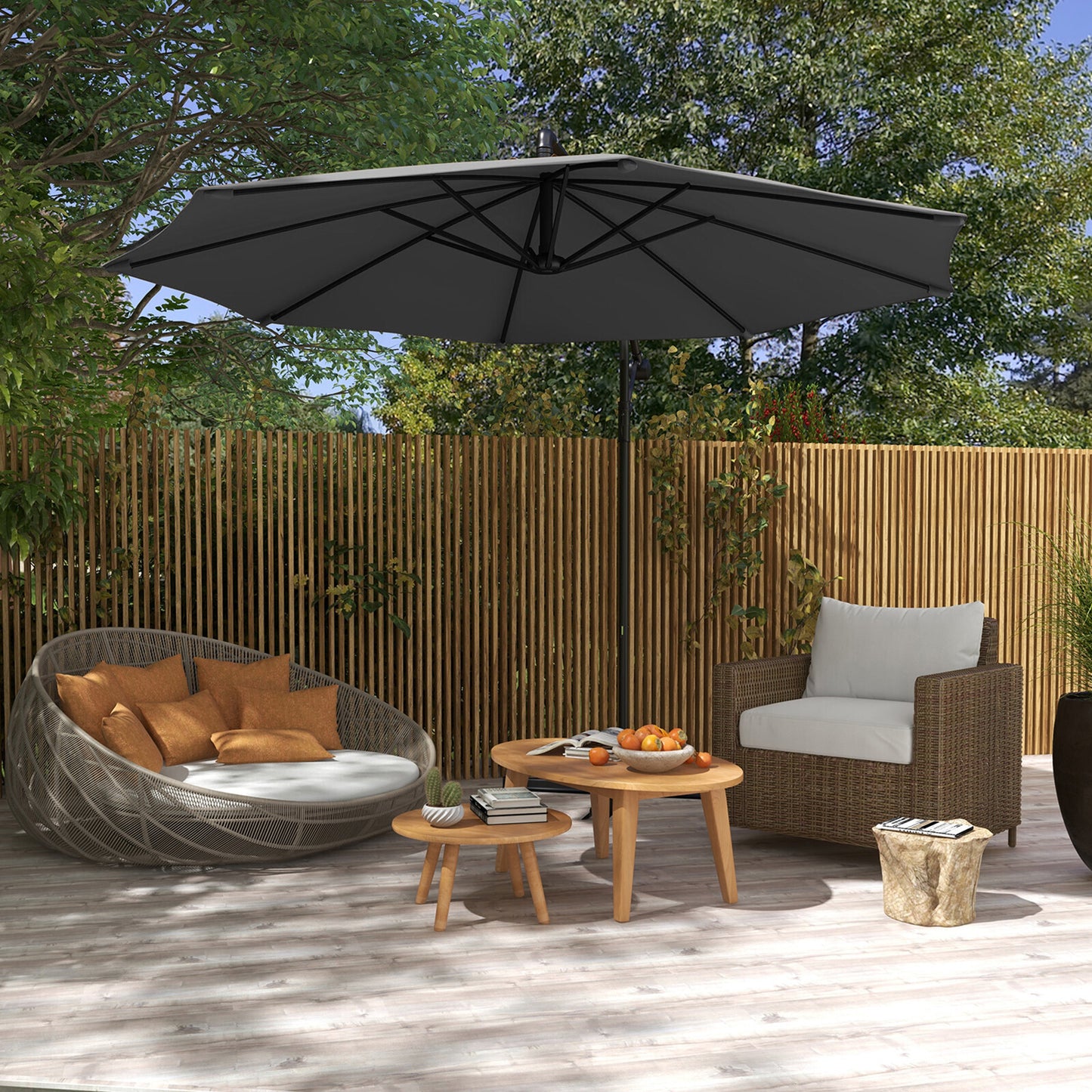 Milano 3M Outdoor Umbrella Cantilever With Protective Cover Patio Garden Shade - Myzenhome