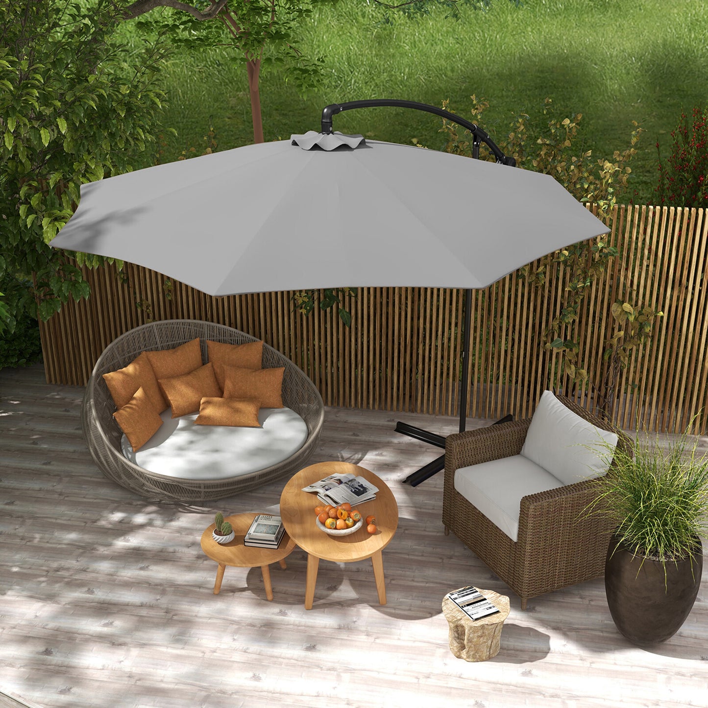 Milano 3M Outdoor Umbrella Cantilever With Protective Cover Patio Garden Shade - Myzenhome