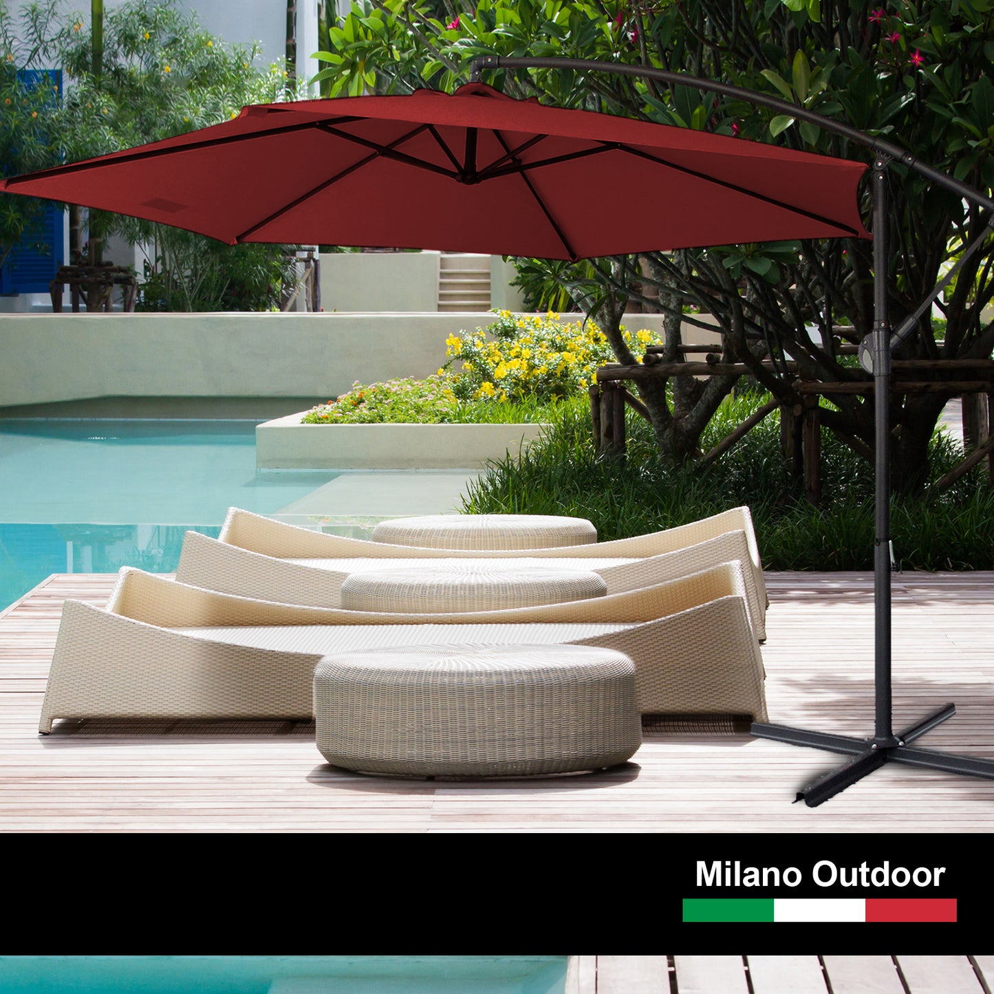 Milano 3M Outdoor Umbrella Cantilever With Protective Cover Patio Garden Shade - Myzenhome