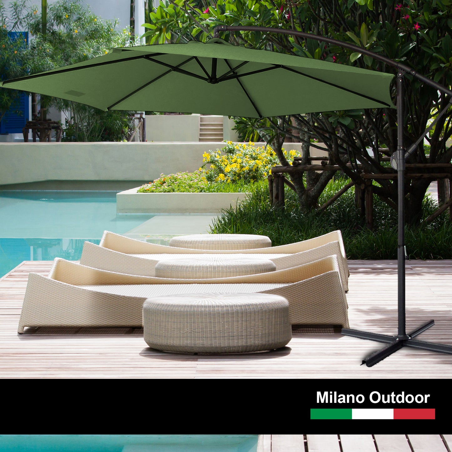 Milano 3M Outdoor Umbrella Cantilever With Protective Cover Patio Garden Shade - Myzenhome