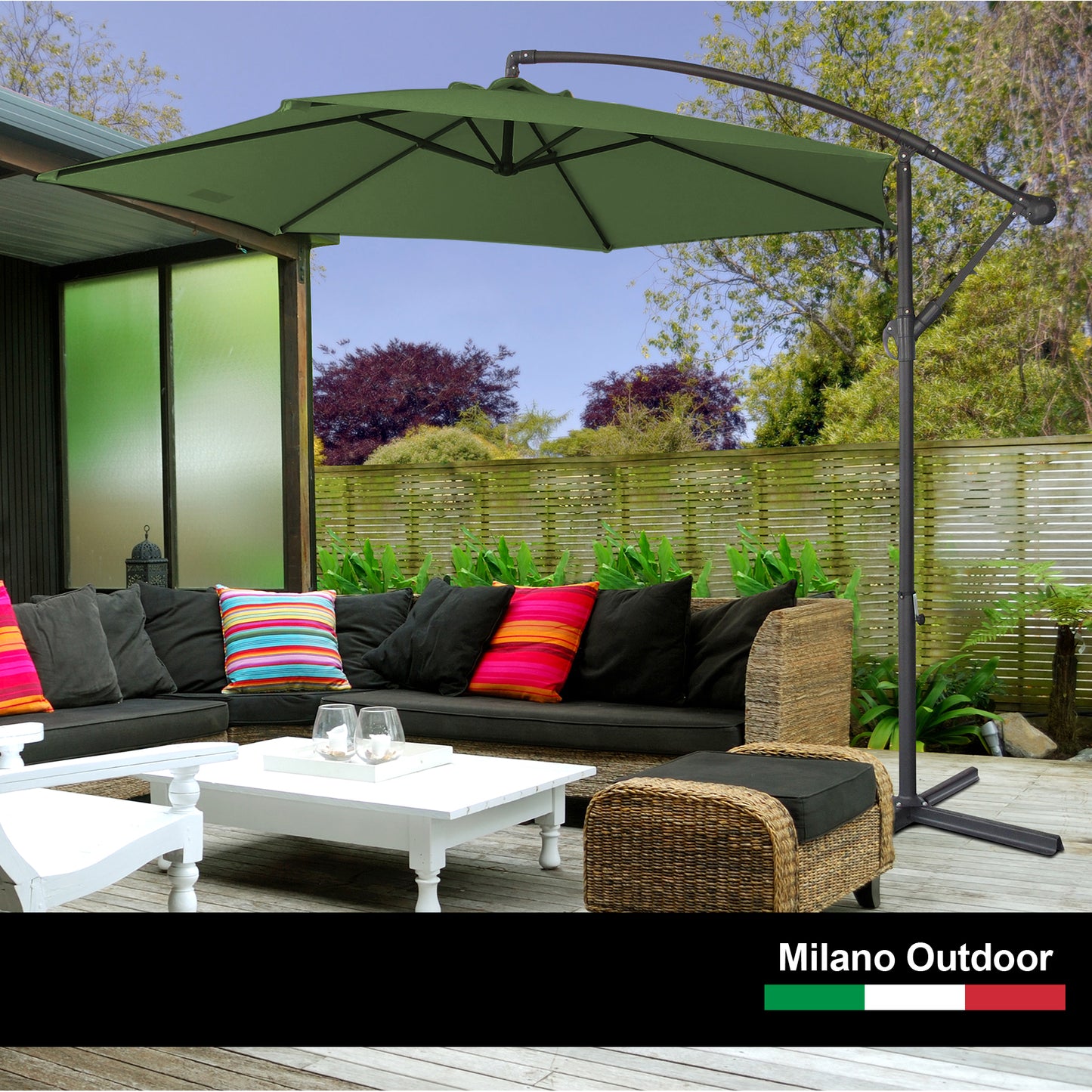 Milano 3M Outdoor Umbrella Cantilever With Protective Cover Patio Garden Shade - Myzenhome