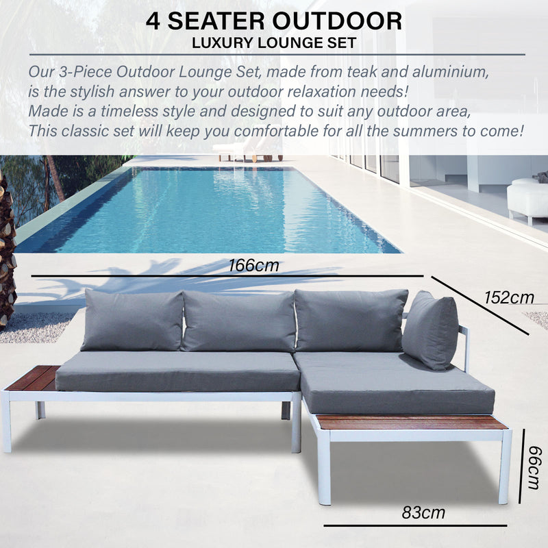 Milano 3pc Outdoor Furniture Lounge Sofa Set Poolside Deck Patio Setting Garden