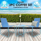 Milano 3pc Outdoor Furniture Steel/Rattan Coffee Table & Chairs Patio Garden Set - Myzenhome