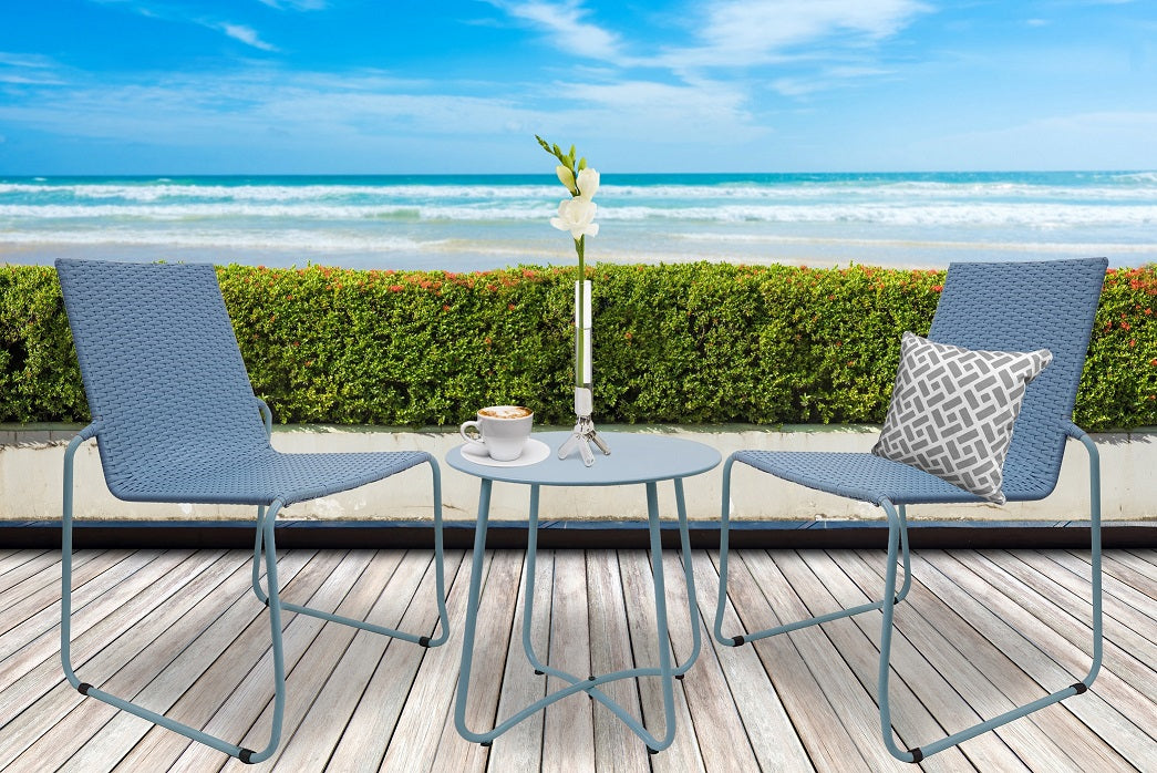 Milano 3pc Outdoor Furniture Steel/Rattan Coffee Table & Chairs Patio Garden Set - Myzenhome