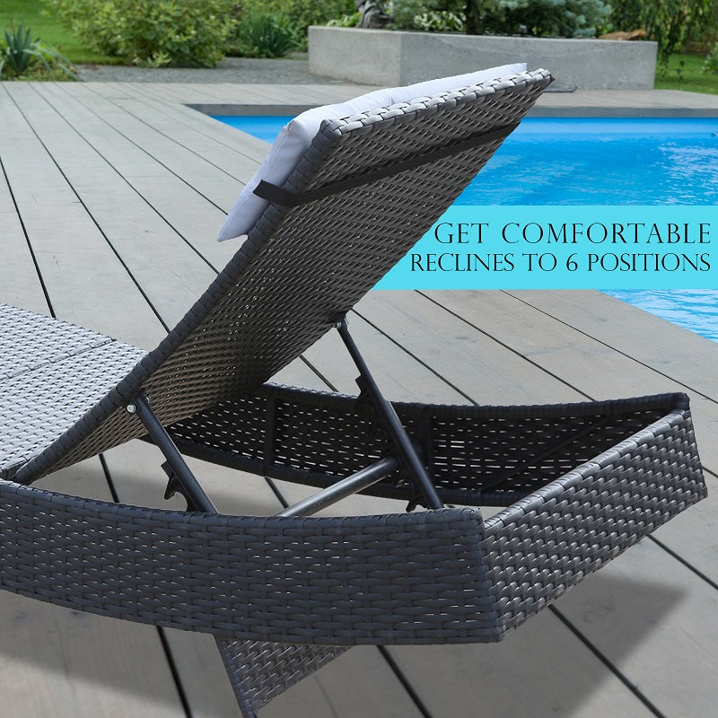 Milano Outdoor Sun Lounge Pool Bed Deck Rattan Chair Curved Design Wicker Sofa