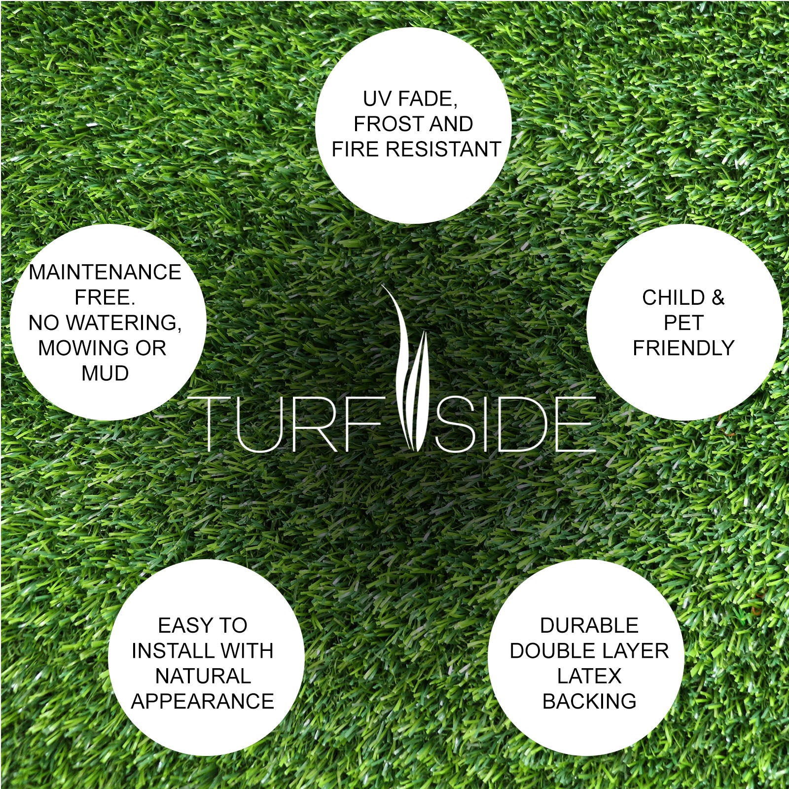 Turf Side 10/20/30 SQM Synthetic Turf Artificial Grass Plastic Fake Lawn Plant - Myzenhome